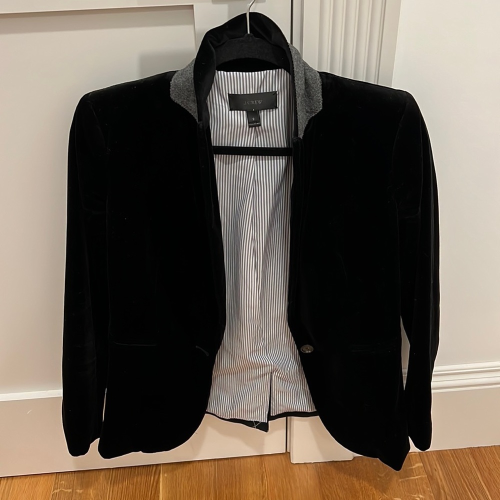 J Crew black velvet blazer